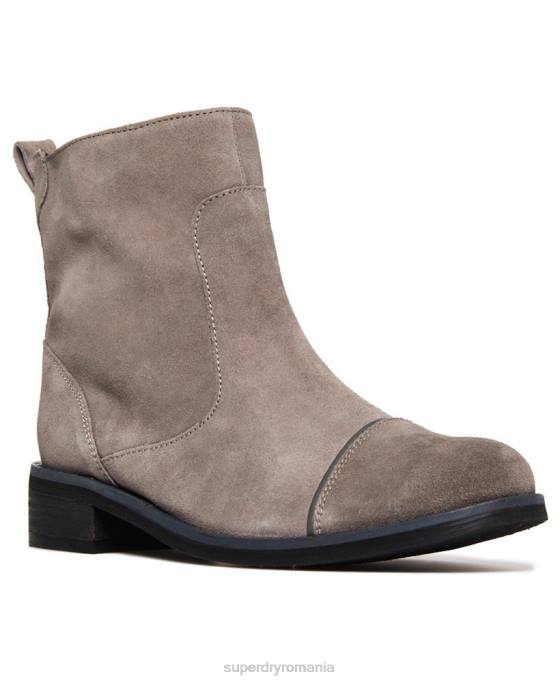 Superdry cizme elegante cu fermoar madilynn pantofi gri deschis femei JX0Z4433