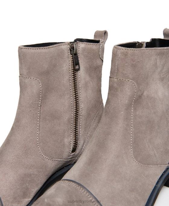 Superdry cizme elegante cu fermoar madilynn pantofi gri deschis femei JX0Z4433
