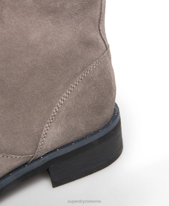 Superdry cizme elegante cu fermoar madilynn pantofi gri deschis femei JX0Z4433