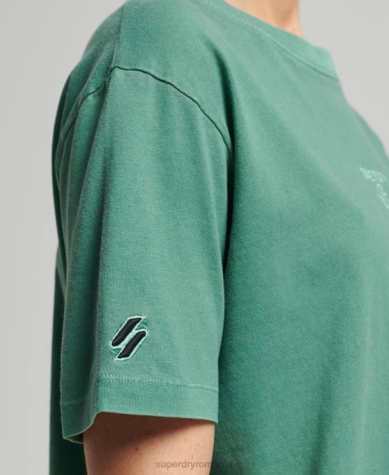 Superdry cod core logo garment dye tricou lejer îmbrăcăminte verde femei JX0Z6293