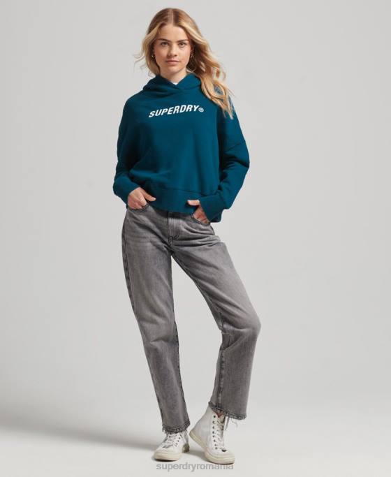Superdry cod core sport crop box hanorac îmbrăcăminte albastru femei JX0Z6129