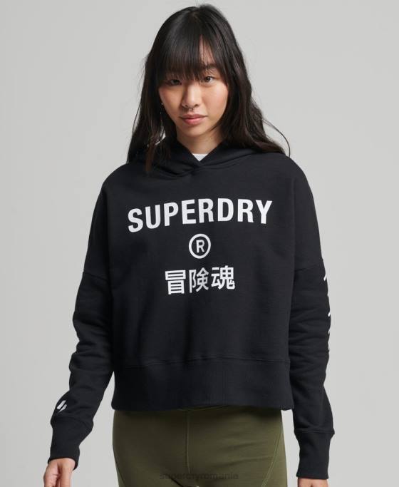 Superdry cod core sport crop box hanorac îmbrăcăminte negru femei JX0Z5862