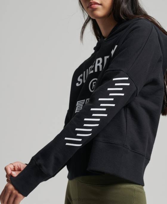 Superdry cod core sport crop box hanorac îmbrăcăminte negru femei JX0Z5862