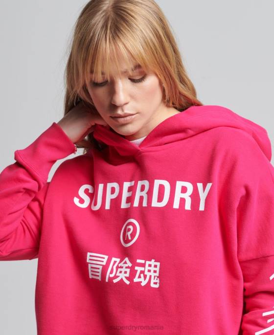 Superdry cod core sport crop box hanorac îmbrăcăminte roz femei JX0Z6098