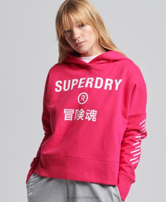 Superdry cod core sport crop box hanorac îmbrăcăminte roz femei JX0Z6098