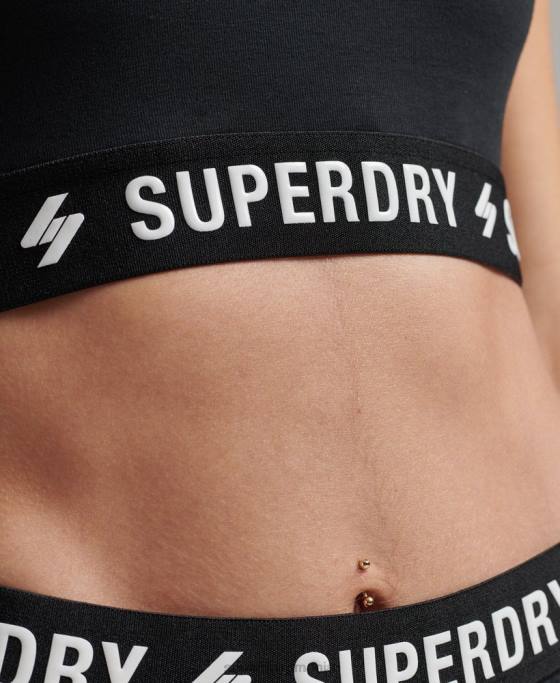 Superdry cod crop top elastic îmbrăcăminte negru femei JX0Z3053