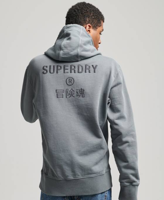 Superdry cod garment dye loose hoodie îmbrăcăminte negru bărbați JX0Z6007