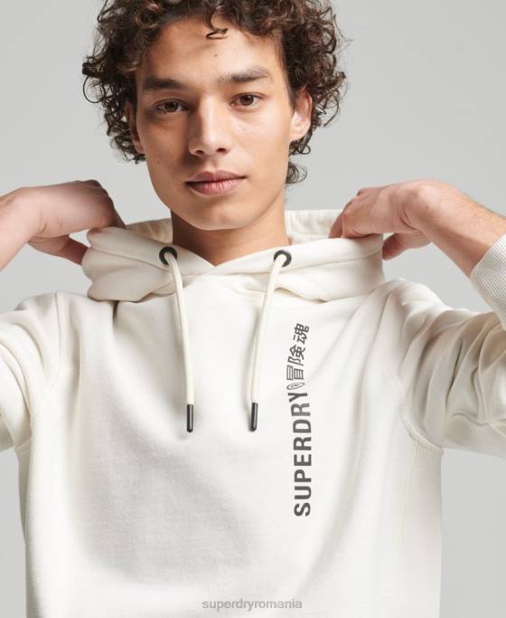 Superdry cod liniar largi hanorac deasupra capului îmbrăcăminte alb bărbați JX0Z6018