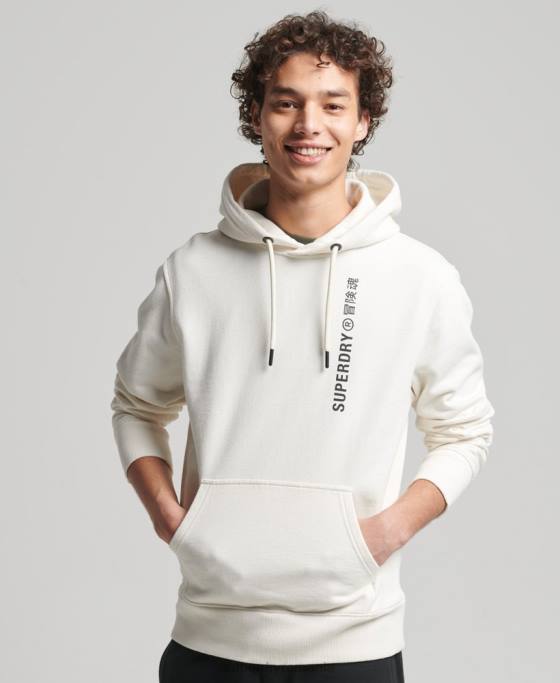 Superdry cod liniar largi hanorac deasupra capului îmbrăcăminte alb bărbați JX0Z6018