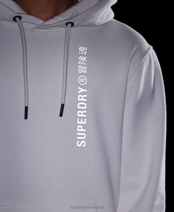 Superdry cod liniar largi hanorac deasupra capului îmbrăcăminte alb bărbați JX0Z6018