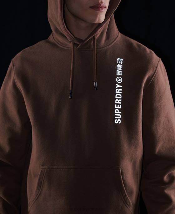 Superdry cod liniar largi hanorac deasupra capului îmbrăcăminte maro bărbați JX0Z5787