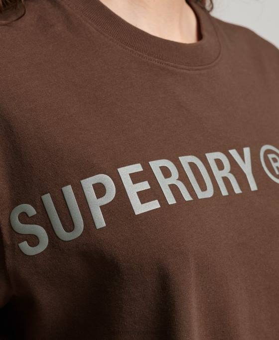 Superdry cod liniar tricou largi îmbrăcăminte maro femei JX0Z6564