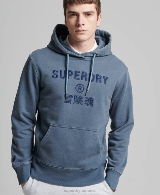 Superdry cod logo garment dye hanorac largi îmbrăcăminte marina bărbați JX0Z5180