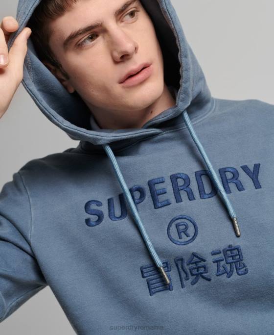 Superdry cod logo garment dye hanorac largi îmbrăcăminte marina bărbați JX0Z5180