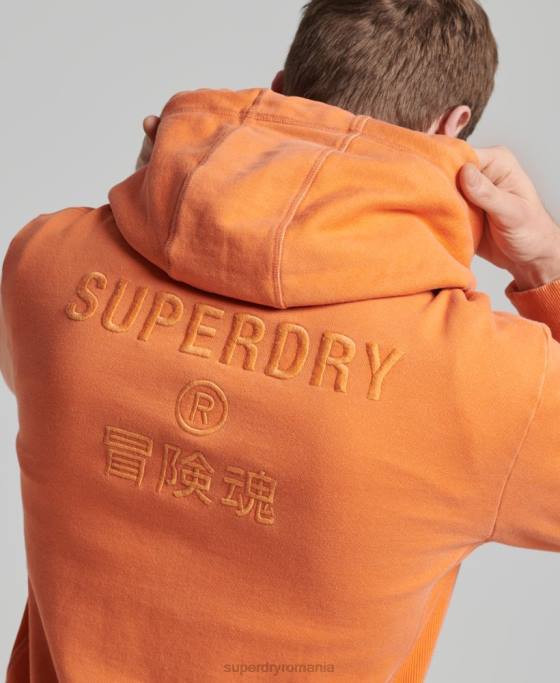 Superdry cod logo garment dye hanorac largi îmbrăcăminte portocale bărbați JX0Z5227