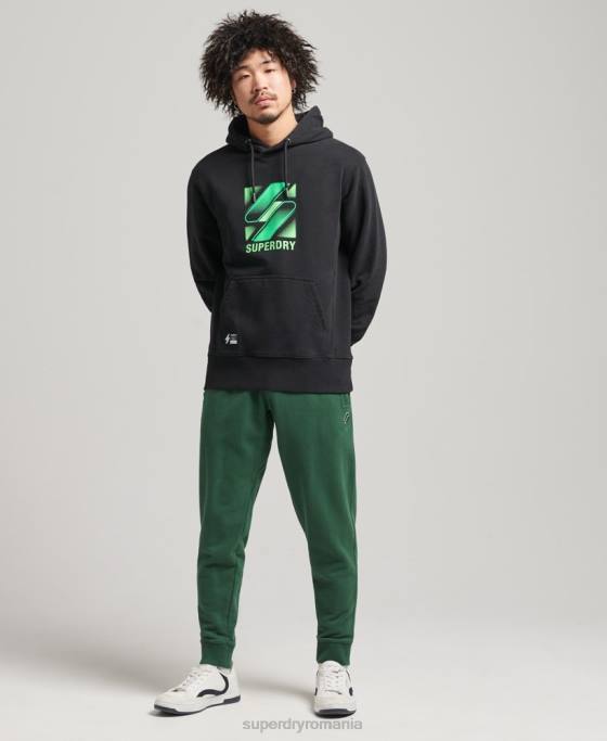 Superdry cod semitonuri largi cu glugă îmbrăcăminte negru bărbați JX0Z800