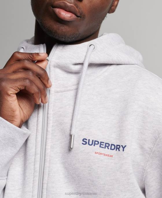 Superdry cod sportswear hanorac cu fermoar îmbrăcăminte gri bărbați JX0Z543