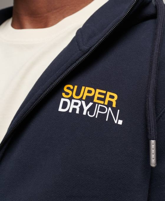 Superdry cod sportswear hanorac cu fermoar îmbrăcăminte marina bărbați JX0Z519