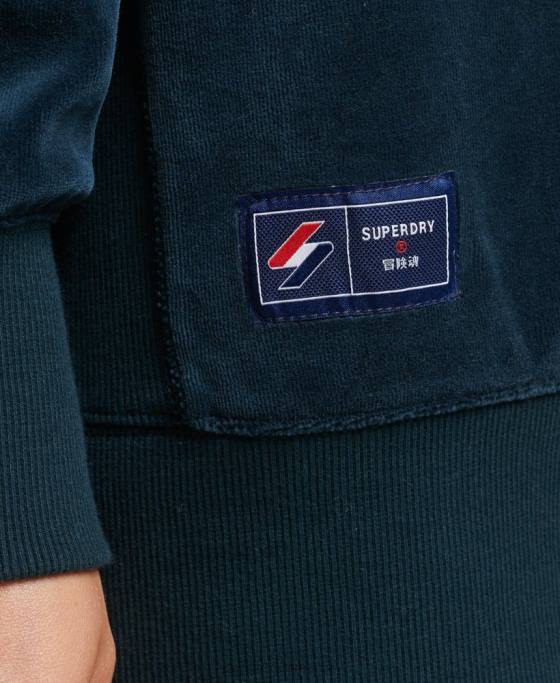 Superdry code s logo velur echipaj supradimensionat îmbrăcăminte albastru inchis femei JX0Z5925
