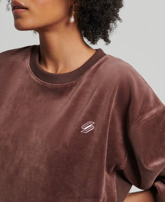 Superdry code s logo velur echipaj supradimensionat îmbrăcăminte maro femei JX0Z5856