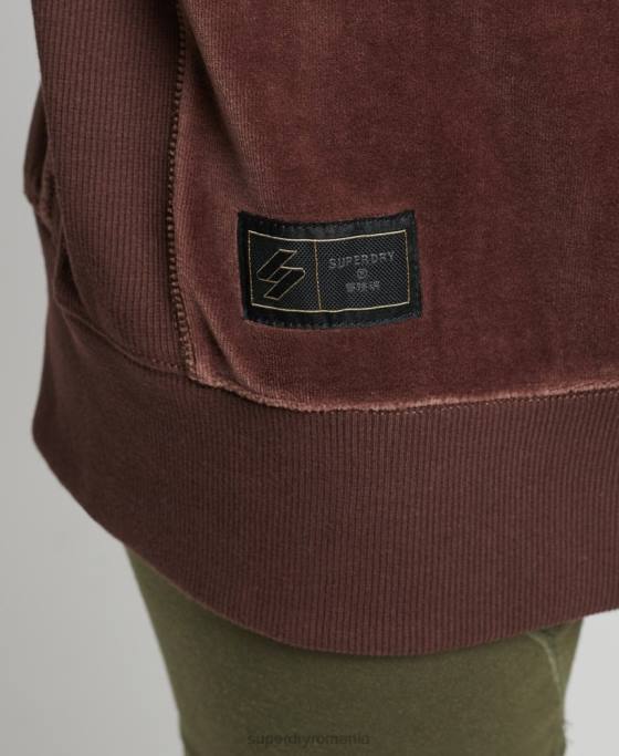 Superdry code s logo velur echipaj supradimensionat îmbrăcăminte maro femei JX0Z5856