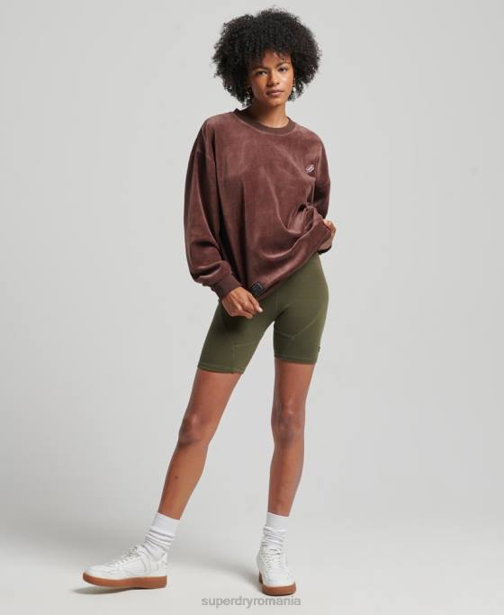 Superdry code s logo velur echipaj supradimensionat îmbrăcăminte maro femei JX0Z5856