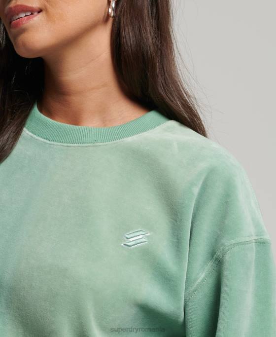 Superdry code s logo velur echipaj supradimensionat îmbrăcăminte verde femei JX0Z5776