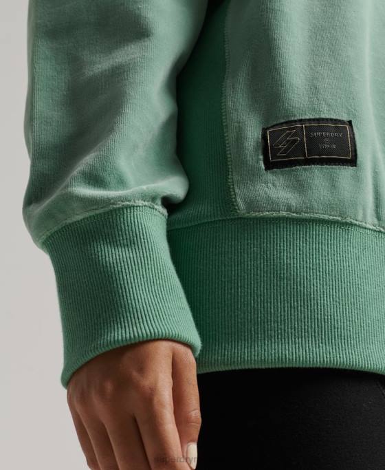 Superdry code s logo velur echipaj supradimensionat îmbrăcăminte verde femei JX0Z5776