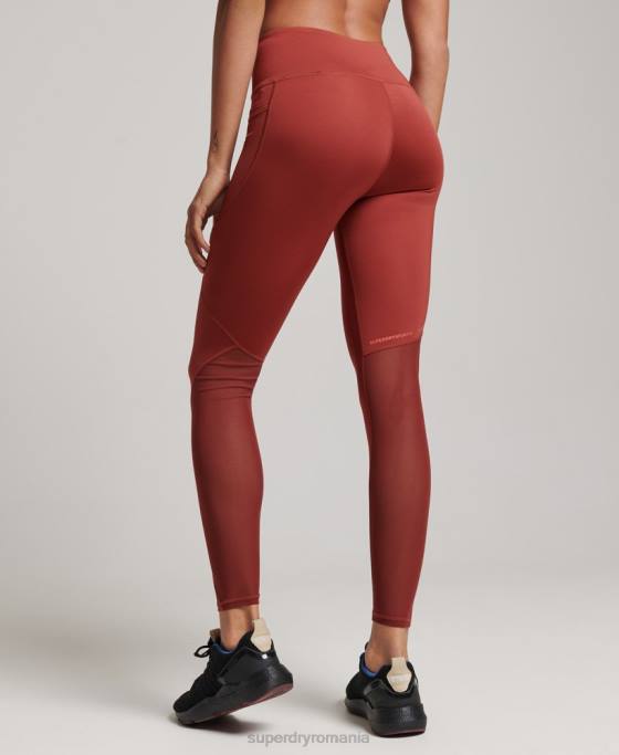 Superdry colanți strâmți cu plasă activă pe toată lungimea îmbrăcăminte maro femei JX0Z4052