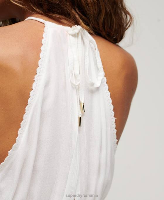 Superdry costum de joacă cu gât halter îmbrăcăminte alb femei JX0Z2089