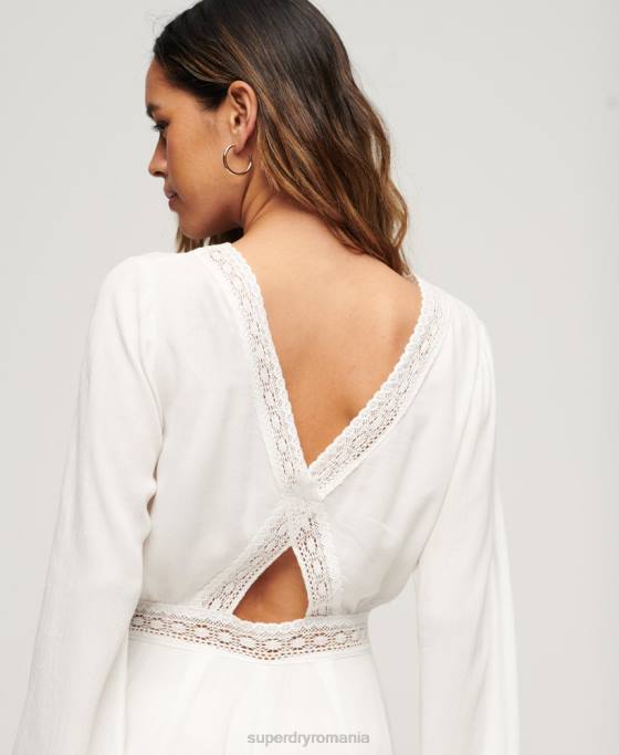 Superdry costum de joacă cu mânecă evazată îmbrăcăminte cremă femei JX0Z2021