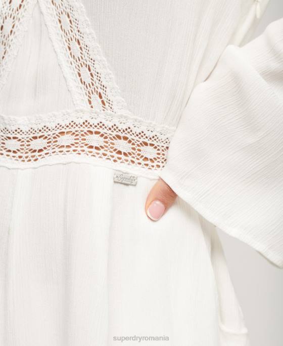 Superdry costum de joacă cu mânecă evazată îmbrăcăminte cremă femei JX0Z2021