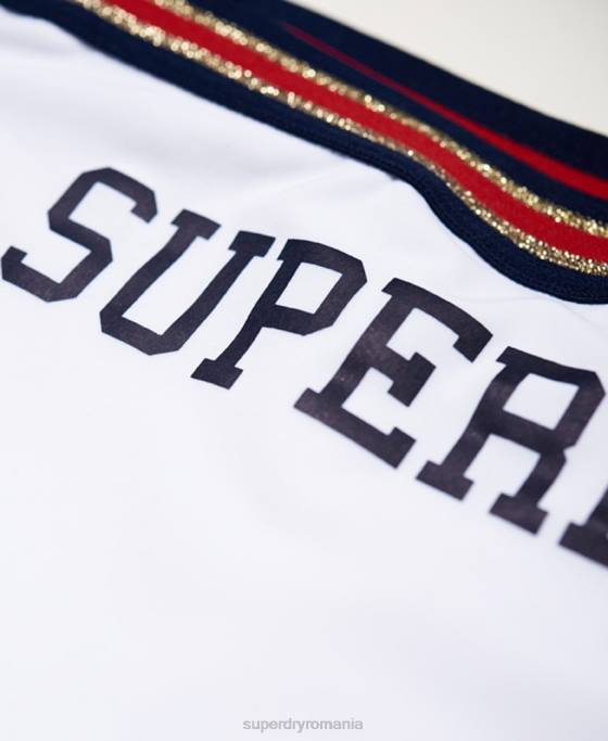Superdry crest logo fix tri bikini fund îmbrăcăminte alb femei JX0Z3250