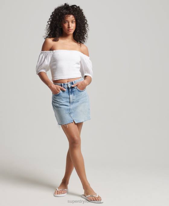 Superdry crop top cu fumuri vintage ecovero îmbrăcăminte alb femei JX0Z6749