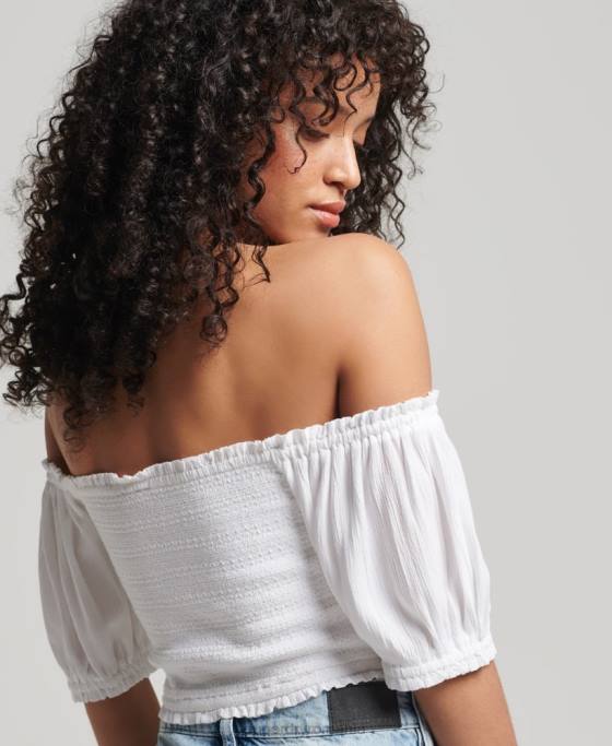 Superdry crop top cu fumuri vintage ecovero îmbrăcăminte alb femei JX0Z6749