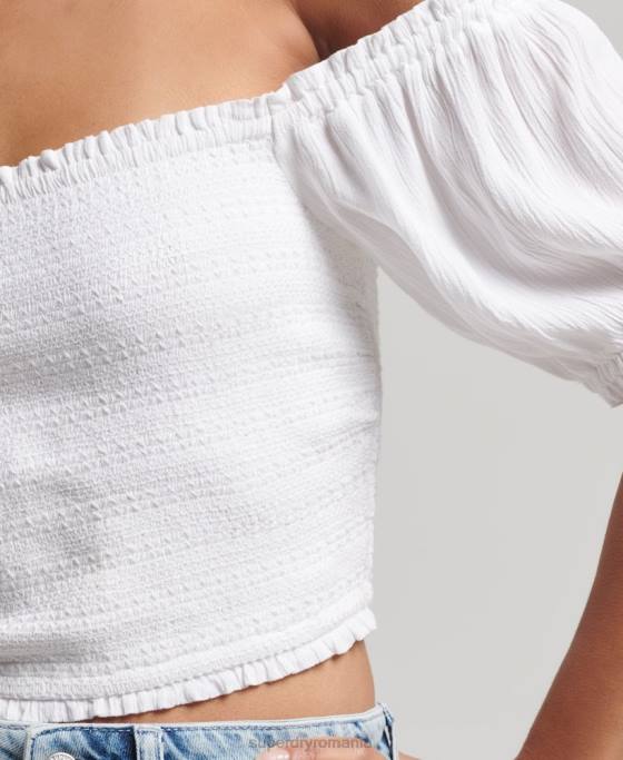 Superdry crop top cu fumuri vintage ecovero îmbrăcăminte alb femei JX0Z6749