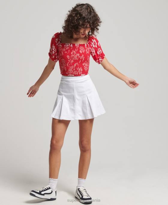 Superdry crop top cu fumuri vintage ecovero îmbrăcăminte roșu femei JX0Z6706
