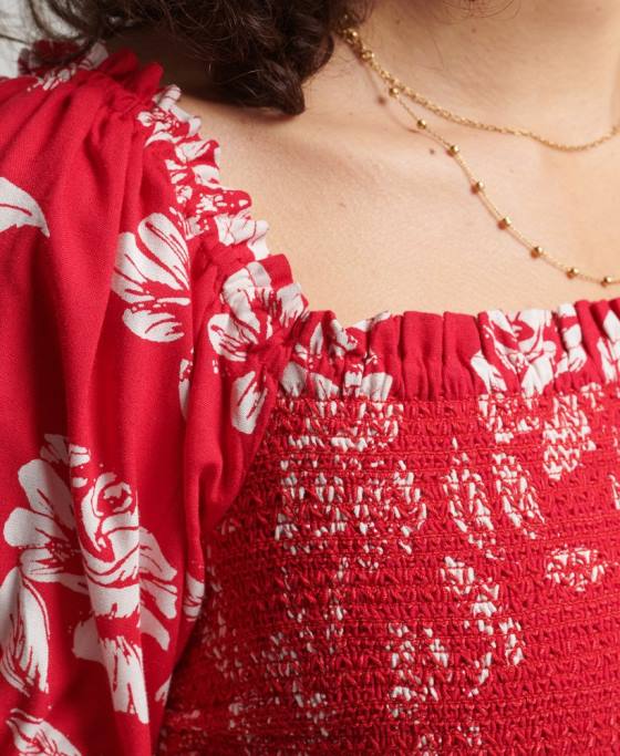 Superdry crop top cu fumuri vintage ecovero îmbrăcăminte roșu femei JX0Z6706