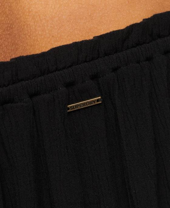 Superdry crop top cu mânecă scurtă îmbrăcăminte negru femei JX0Z2870