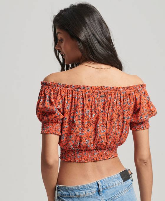 Superdry crop top cu mânecă scurtă îmbrăcăminte portocale femei JX0Z2110