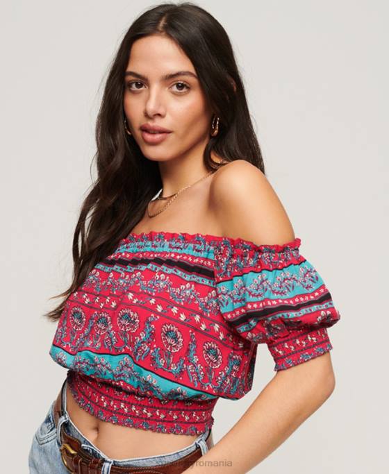 Superdry crop top cu mânecă scurtă îmbrăcăminte roz femei JX0Z2109