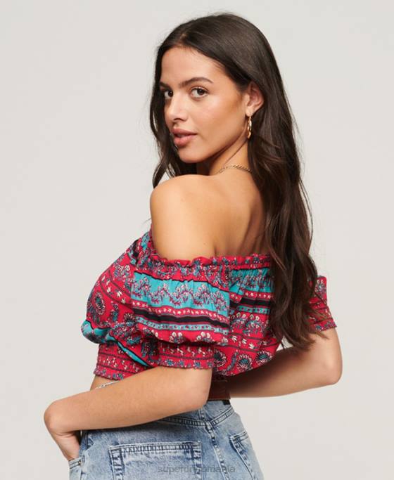 Superdry crop top cu mânecă scurtă îmbrăcăminte roz femei JX0Z2109