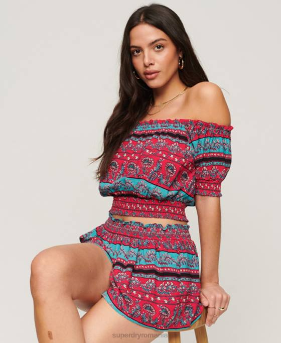 Superdry crop top cu mânecă scurtă îmbrăcăminte roz femei JX0Z2109