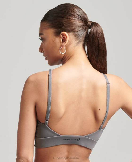 Superdry crop top cu spate deschis flexibil îmbrăcăminte gri inchis femei JX0Z6333