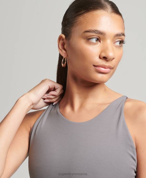 Superdry crop top cu spate deschis flexibil îmbrăcăminte gri inchis femei JX0Z6333