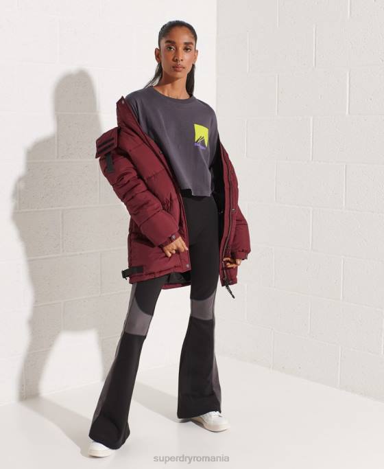 Superdry crop top energetic sport de munte îmbrăcăminte gri inchis femei JX0Z3059