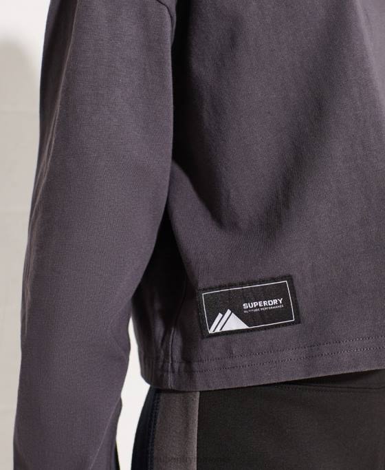 Superdry crop top energetic sport de munte îmbrăcăminte gri inchis femei JX0Z3059