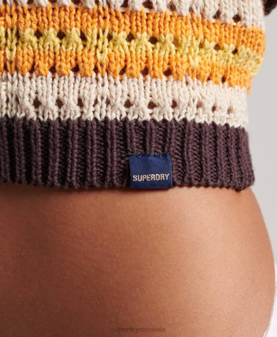 Superdry croșetat halter top îmbrăcăminte maro femei JX0Z2873