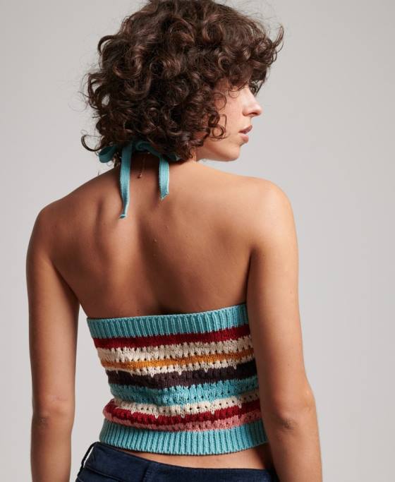 Superdry croșetat halter top îmbrăcăminte verde femei JX0Z3021