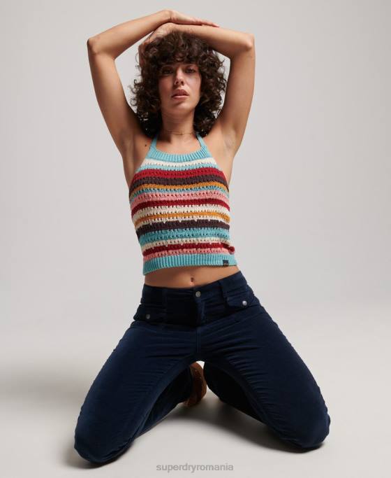 Superdry croșetat halter top îmbrăcăminte verde femei JX0Z3021